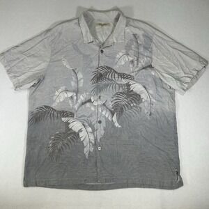 Tommy Bahama Men's 3XL Tan Floral 100%‎ Silk Short Sleeve Button Up Shirt